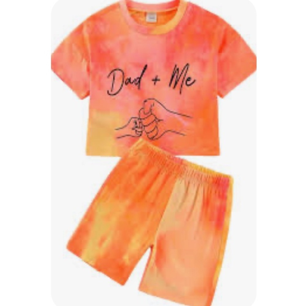 Dad + Me Tie Dye‎ Kids Outfit Set, Short Sleeve Crop Top & Shorts-6T